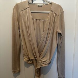 Intimately by Free People Beige Cross Over Bodysuit